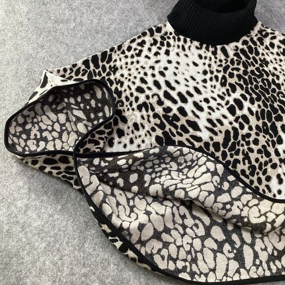 Chicos Sable Chianti Turtleneck Cape Poncho Sweater Womens L/XL Brown Cheetah - Picture 6 of 11